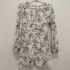 Abercrombie & Fitch Women's Small Mini Dress White Floral Babydoll Y2K Coquette